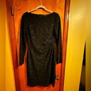 Black lace and sequins chaps dress worn once .